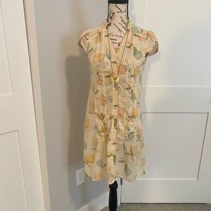 ❤️Vintage yellow cotton button down dress size XS